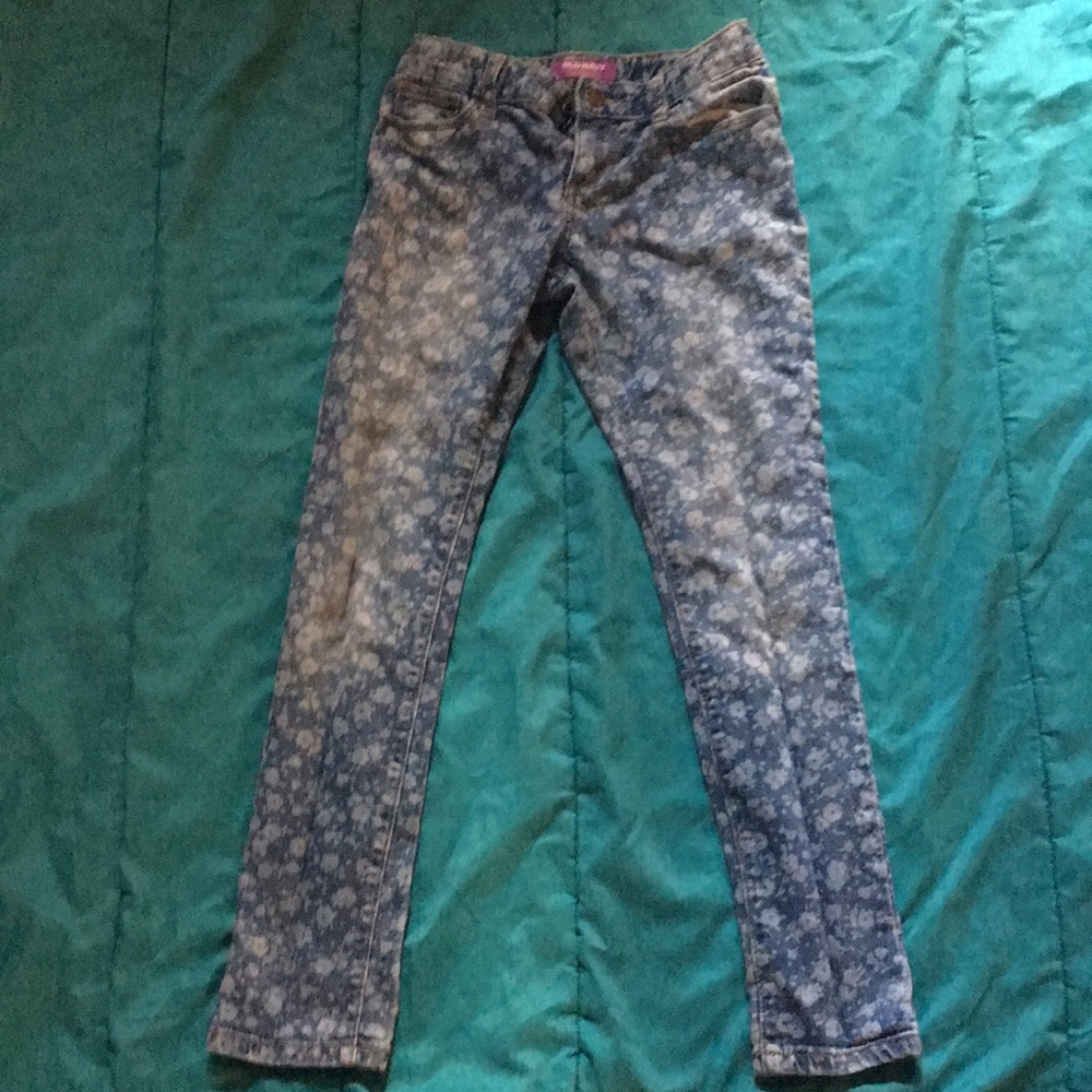 Leopard printed jeans.